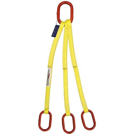 Hsi Three Leg Nylon Slng, One Ply, 2 in Web Width, 5ft L, Oblong Master Link to Oblong, 9,000lb TOO-EE1-802-05